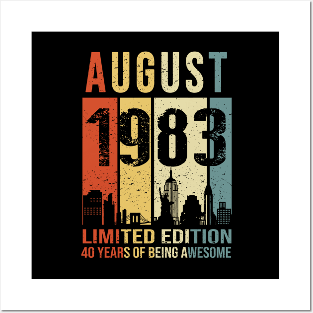 Made In 1983 August Years Of Being Awesome Wall Art by Red and Black Floral